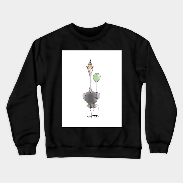 Ostrich with Balloon - Happy Birthday Crewneck Sweatshirt by trippyart